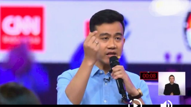 Cawapres urut 2, Gibran Rakabuming Raka paparkan visi dan misi dalam debat Cawapres. Foto: tangkapan layar