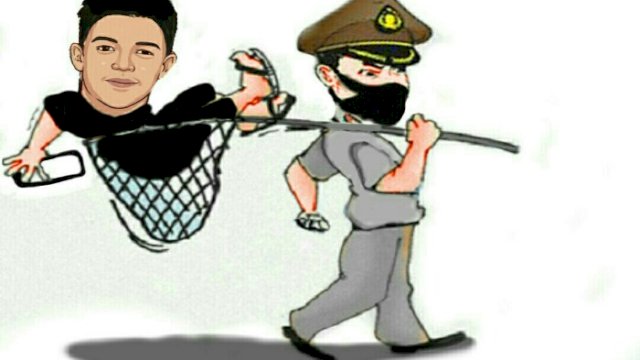 Karikatur penangkapan terduga pelaku pengancaman Anies Baswedan (Dodi/harian.news)