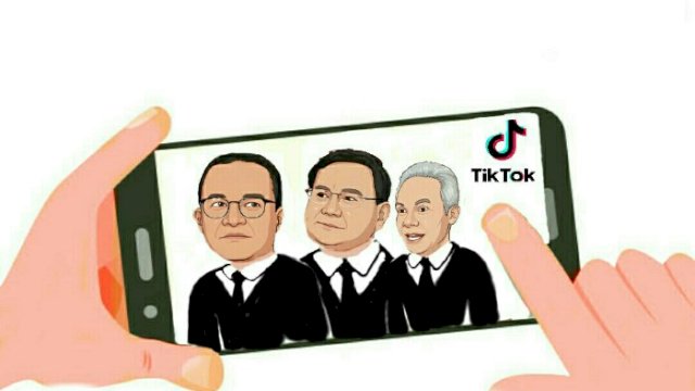 Karikatur kandidat Pilpres 2024 kampanye di TikTok (Dodi/harian.news)