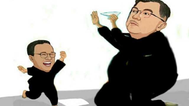 Karikatur Anies Baswedan dan Jusuf Kalla (Dodi/harian.news)