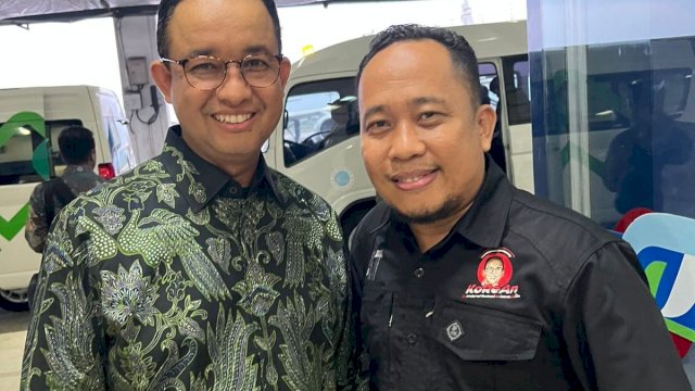Ketua Mileanies Sulsel Asri Tadda bersama Capres nomor urut 01 Anies Baswedan. Foto: dok