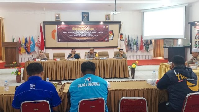 Rakor penetapan jadwal kampanye di Luwu Utara. Foto: harian.news/hamsul
