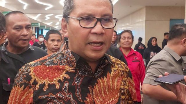 Wali Kota Makassar, Moh Ramdhan Pomanto ditemui di sela-sela pembukaan Rakor Pemenangan Pemilu PDIP di Claro, Kamis (25/1/2024). Foto: harian.news/sinta