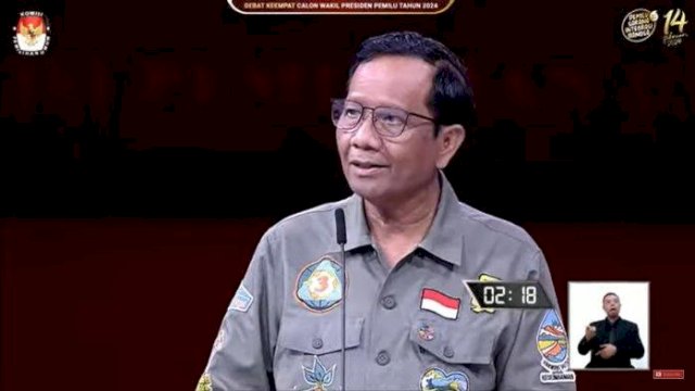 Cawapres nomor urut 03, Mahfud MD. Foto: tangkapan layar youtube KPU