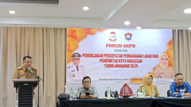 Asisten I Pemerintah Kota (Pemkot) Makassar, M Yasir dalam Forum SKPD Dinas Pertanahan Kota Makassar. Foto: harian.news/sinta