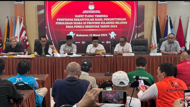 Suasana Rekapitulasi di kantor KPU Sulsel jl A P Pettarani. Foto: HN/Sinta