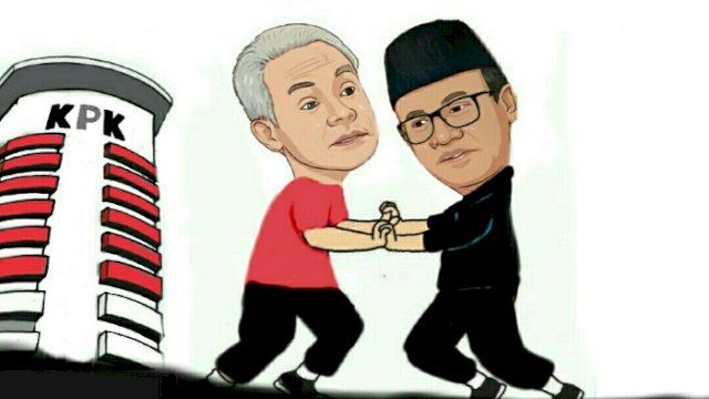 Karikatur Ganjar Pranowo dan Teguh Sugeng Teguh Santoso (Dodi/harian.news)