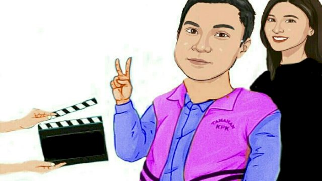 Karikatur artis Sandra Dewi dengan suaminya Harvey Moeis (Dodi/harian.news)