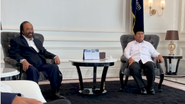 Pertemuan Prabowo dan Surya Paloh. Foto: tangkapan layar