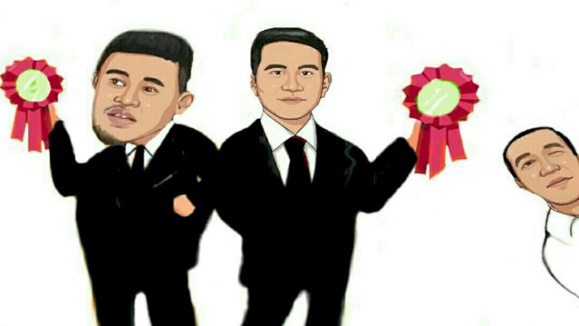 Karikatur Jokowi, Bobby Nasution dan Gibran Rakabuming (Dodi/harian.news)