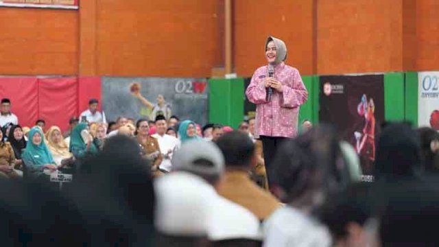 Kegiatan halalbihalal lingkup Kecamatan Makassar yang digelar di GOR Tunas Bangsa, Selasa (23/4/2024).