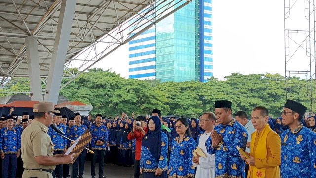 Suasana pengambil sumpah PPPK formasi Guru Pemkot Makassar 2023, (Foto: HN/Sinta)