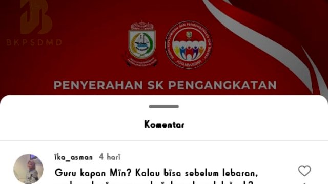 tangkapan layar medsos BKPSDMD Kota Makassar. Foto: dok HN/Sinta