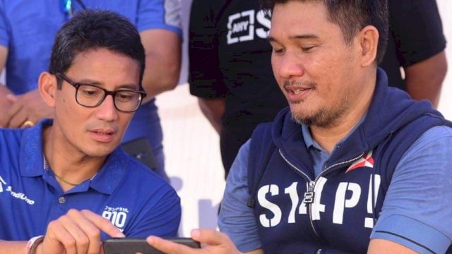 Ketua DPC Demokrat Makassar Adi Rasyid Ali (ARA) bersama Mentri Kemenparekraf Sandiaga Salahuddin Uno, foto:&nbsp;dok&nbsp;Demokrat