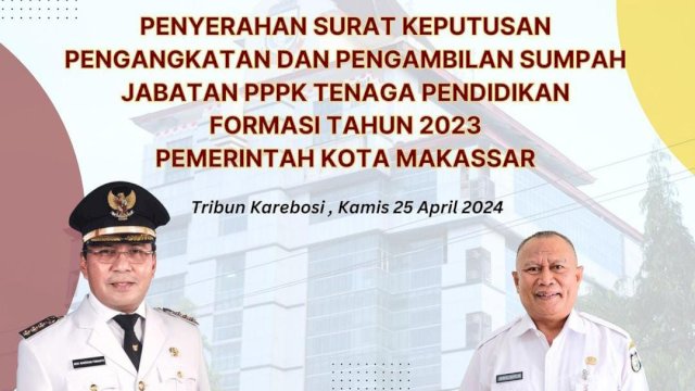 Pekan Depan, Pemkot Makassar Bakal Lantik 1.851 PPPK Formasi Guru