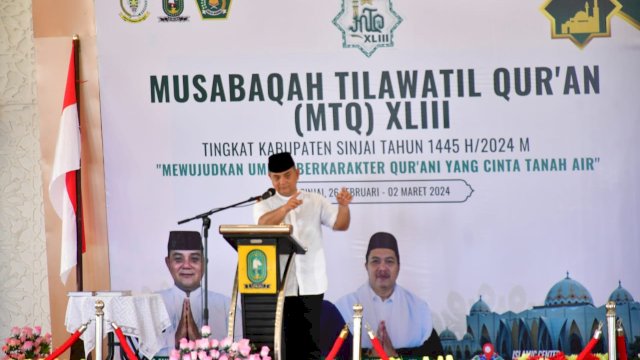 Musabaqoh Tilawatil Quran (MTQ) ke 43 Tingkat Kabupaten Sinjai resmi ditutup Pj Bupati Sinjai, T.R Fahsul Falah, Sabtu (02/03/2024) || Foto: Ist