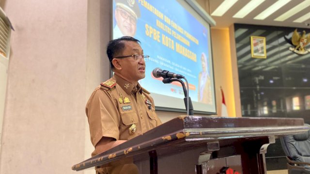Asisten I Pemerintah Kota Makassar, Muhammad Yasir saat memberikan sambutan. Foto: HN/Sinta