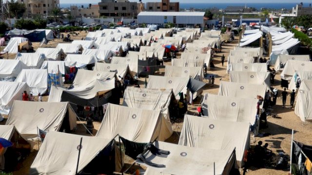 kondisi ribuan tenda pengungsian rakyat Palsetina di Rafa. Foto: ist/reuters