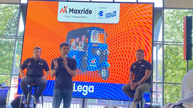 Maxride gelar jumpa pers di jalan Bontolempangan Makassar. (Foto: Gita/HN)