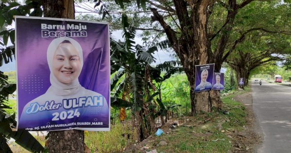 Belum Terpilih, Calon Bupati Barru ini Sudah Langgar Perbup Pemasangan Baliho