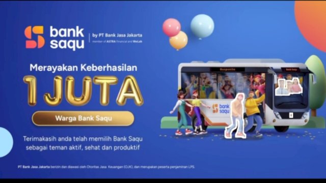 Bank Saqu (PT Bank Jasa Jakarta) tembus 1 juta nasabah dalam waktu 6 bulan ||Foto:tangkap layar Instagram@banksaqu