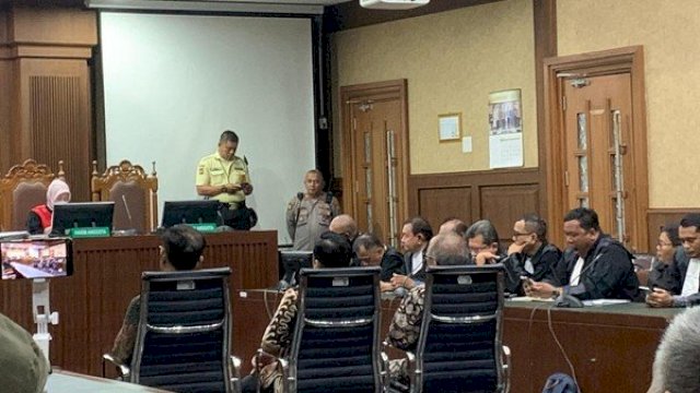Suasana pembacaan vonis atas Dua pejabat Kementerian Pertanian, Kasdi Subagyono dan Muhammad Hatta. Foto: ist/westjavatoday