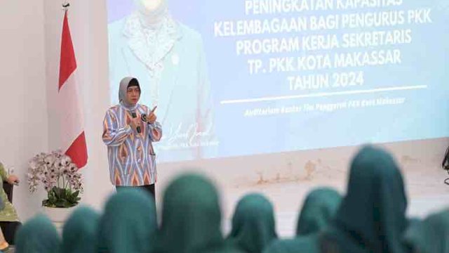 Bimtek pengurus TP PKK Kecamatan Tamalanrea yang dihelat di Auditorium Kantor TP PKK Kota Makassar, Selasa (30/04/2023).