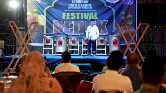 Danny Pomanto saat memberi sambutan pada penutupan Festival Beduk Radar Makassar, di Jl Saripah, Kamis (4/04/2024).