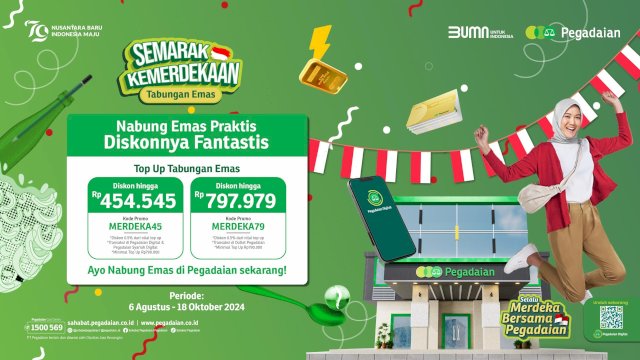 Semarak HUT RI ke-79, Pedagaian Tawarkan Promo Merdeka Top Up Tabungan Emas: Cek Kodenya!