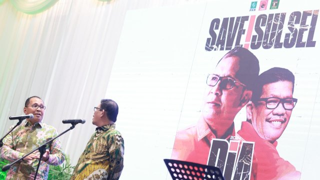 Mohammad Ramdhan Pomanto dan Azhar Arsyad umumkan tagline DIA Save Sulsel, Foto: HN/Sinta.