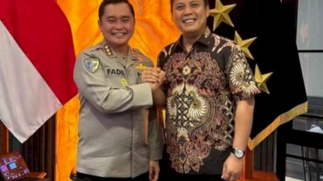 Kabaharkam Polri, Irjen Fadil Imran bersama Ketua DPD Gerindra Sulsel, Andi Iwan Aras.