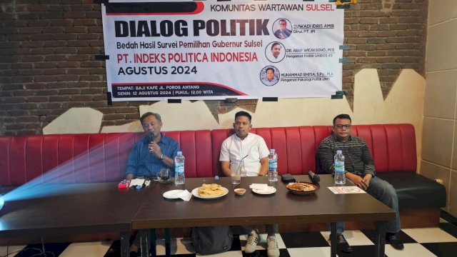 Dialog Politik Bedah survei Pilgub Sulsel digelar IPI di Cafe Baji, Senin (12/8) ||Foto:HO_ipi