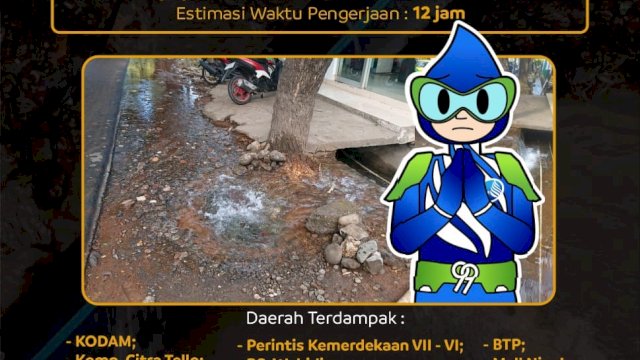 Kebocoran Pipa di PK 10, PDAM Makassar Lakukan Pengerjaan Hari Ini