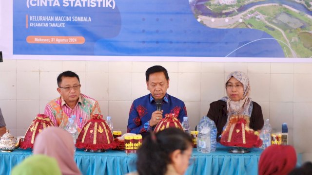 Pencanangan Kelurahan Maccini Sombala sebagai pilot project program Kelurahan Cinta Statistik (Cantik) di Aula Amalia, Samping Kantor Lurah, Sabtu (31/8/2024).