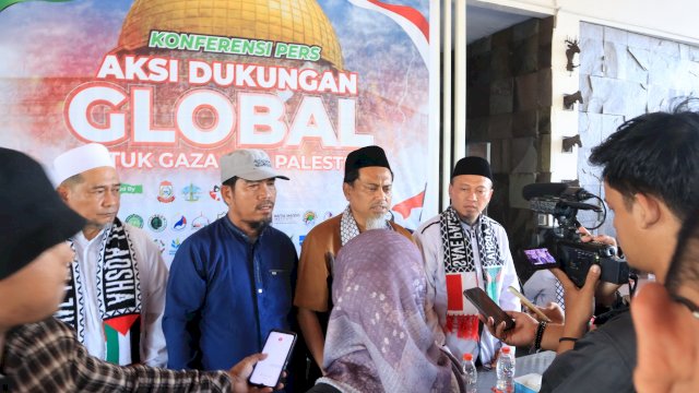 Sejumlah pemimpin Ormas Islam di Makassar berkumpul untuk aksi bela Palestina. Foto: dok