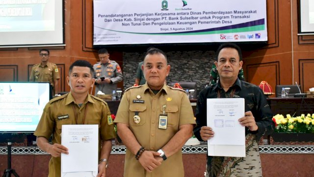 Dinas PMD dan Bank Sulselbar Sinjai Teken Kerjasama Pengelolaan Keuangan Desa