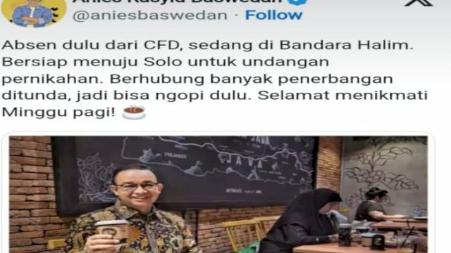 Anies Baswedan batal ke Solo karena penerbangan delay (X: @aniesbaswedan)