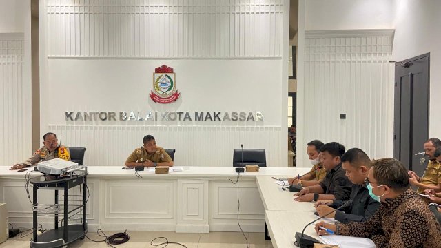 Rapat koordinasi persiapan Pilkada oleh jajaran Kesbangpol Makassar. Foto: dok