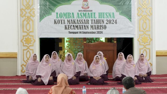 Lomba Asmaul Husna antar majelis taklim yang diselenggarakan oleh Bagian Kesra Kota Makassar, Sabtu (14/09/2024).