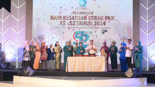 Peringatan Hari Kesatuan Gerak (HKG) ke-52 tingkat Kota Makassar di Upperhills Convention Hall, Rabu (18/09/2024).