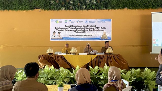Rapat koordinasi dan evaluasi pelaksanaan PIN Polio di Pangkep. Foto: HN/MY Yahya
