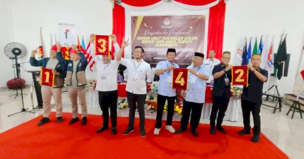 Pencabutan Nomor Urut Pilkada Jeneponto Berjalan Lancar, Nomor Berapa Jagoanmu?
