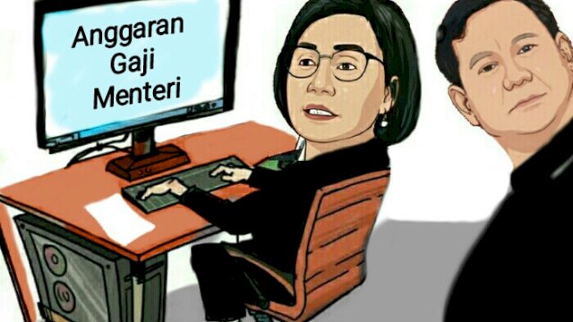 Karikatur Presiden Prabowo dan Menteri Keuangan Sri Mulyani (Dodi/harian.news)