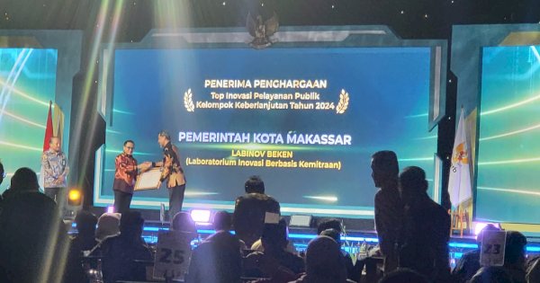Pemkot Makassar Raih Penghargaan 5 Terbaik Inovasi Kelompok Berkelanjutan di Gebyar Pelayanan Prima 2024