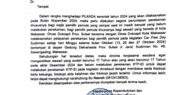 Pengamat Soroti Surat Dukcapil Sulsel Perekaman e-KTP Murid untuk Pilkada