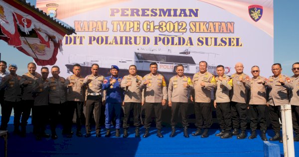 Kapolda Sulsel Resmikan Kapal Patroli C1-3012 Sikatan : Jaga Keamanan Perairan Sulsel