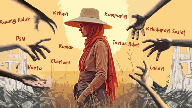 Perempuan tani yang bermukin di Desa Garing, Kecamatan Tompobulu, Kabupaten Gowa tergusur oleh Proyek Strategis Nasional (PSN) Bendungan Karalloe. Kampung hilang, lahan diambil paksa, diintimidasi, kehidupan sosial berubah. (Foto: Gita/ Harian.news)