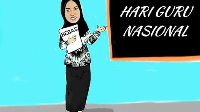 Karikatur Supriyani divonis bebas di Hari Guru Nasional (Dodi/harian.news)