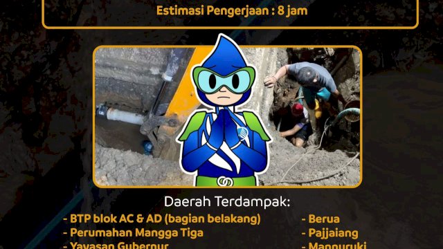 Perumnda Air Minum Makassar Tangani Kebocoran Pipa di Paccerakkang, Simak Imbauannya