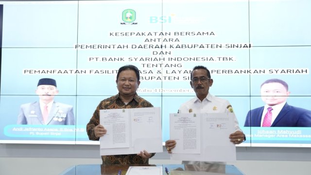 Pemerintah Kabupaten (Pemkab) Sinjai sepakat menjalin kerjasama dengan PT. Bank Syariah Indonesia (BSI)||Ist 